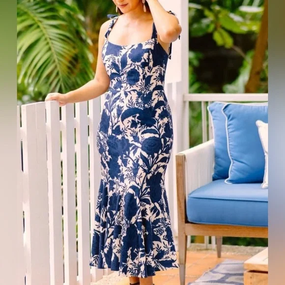 mestiza blue and white dress Mestiza New York | Farfalle Midi Dress | XL main image 0
